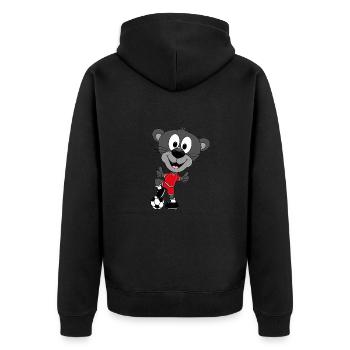 FUßBALL - PANTHER - SPORT - TIER - KIND - BABY - Unisex Premium Bio Zip Hoodie - Schwarz - Hinten - Nico (187cm)
