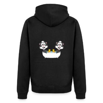 STINKTIERE - BADEWANNE - TIERE - KINDER - BABY - Unisex Premium Bio Zip Hoodie - Schwarz - Hinten - Nico (187cm)
