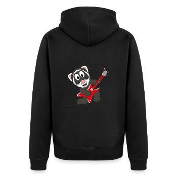 GITARRE - MUSIK - FRETTCHEN - TIER - KIND - BABY - Unisex Premium Bio Zip Hoodie - Schwarz - Hinten - Nico (187cm)
