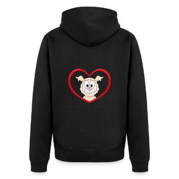 ALPAKA - LAMA - LIEBE - TIER - KIND - BABY - Unisex Premium Bio Zip Hoodie - Schwarz - Hinten - Nico (187cm)