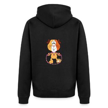 MEERSCHWEINCHEN - SEILSPRINGEN - SPRINGSEIL - TIER - Unisex Premium Bio Zip Hoodie - Schwarz - Hinten - Nico (187cm)