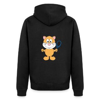 TENNIS - TENNISSPIELER - SPORT - HAMSTER - TIER - Unisex Premium Bio Zip Hoodie - Schwarz - Hinten - Nico (187cm)
