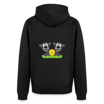 SONNE - SOMMER - LIEBE - PANTHER - TIERE - KINDER - Unisex Premium Bio Zip Hoodie - Schwarz - Hinten - Nico (187cm)