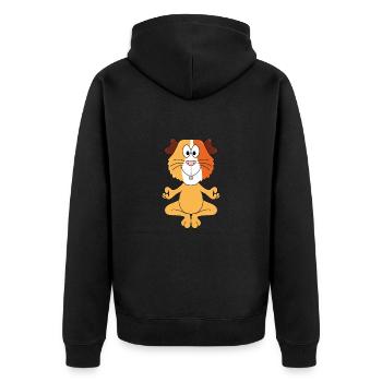 YOGA - PILATES - INNERE RUHE - MEERSCHWEINCHEN - Unisex Premium Bio Zip Hoodie - Schwarz - Hinten - Nico (187cm)