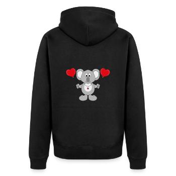 KOALA - LIEBE - TIER - KIND - BABY - Unisex Premium Bio Zip Hoodie - Schwarz - Hinten - Nico (187cm)