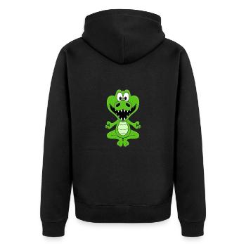 KROKODIL - YOGA - PILATES - TIER - TIERISCH - Unisex Premium Bio Zip Hoodie - Schwarz - Hinten - Nico (187cm)