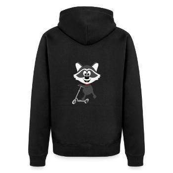 WASCHBÄR - ROLLER - TIER - KIND - BABY - SPORT - Unisex Premium Bio Zip Hoodie - Schwarz - Hinten - Nico (187cm)
