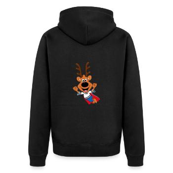 REH - SUPERHELD - TIER - TIERISCH - KIND - BABY - Unisex Premium Bio Zip Hoodie - Schwarz - Hinten - Nico (187cm)