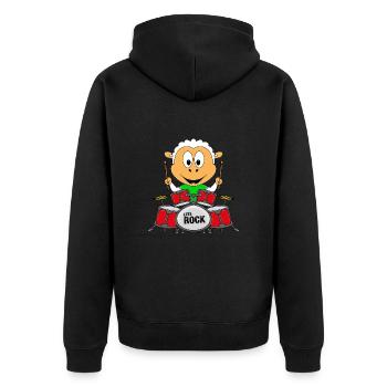 SCHAF - SCHLAGZEUG - MUSIK - MUSIKER - ROCK - Unisex Premium Bio Zip Hoodie - Schwarz - Hinten - Nico (187cm)