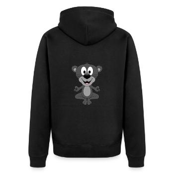 PANTHER - YOGA - PILATES - TIER - TIERISCH - FUN - Unisex Premium Bio Zip Hoodie - Schwarz - Hinten - Nico (187cm)