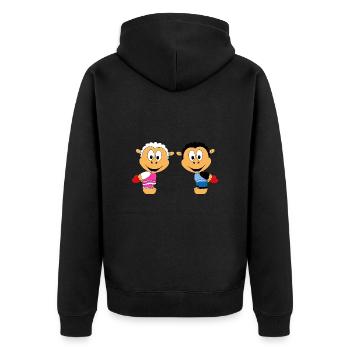 SCHAFE - LIEBE - TIERE - TIERISCH - VERLIEBT - Unisex Premium Bio Zip Hoodie - Schwarz - Hinten - Nico (187cm)