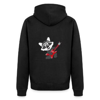 WASCHBÄR - GITARRIST - GITARRE - MUSIKER - TIER - Unisex Premium Bio Zip Hoodie - Schwarz - Hinten - Nico (187cm)