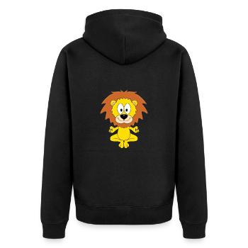 YOGA - PILATES - LÖWE - TIER - TIERISCH - FUN - Unisex Premium Bio Zip Hoodie - Schwarz - Hinten - Nico (187cm)