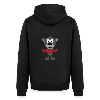 PANTHER - LIEBE - LOVE - HERZEN - TIERISCH - Unisex Premium Bio Zip Hoodie - Schwarz - Hinten - Nico (187cm)