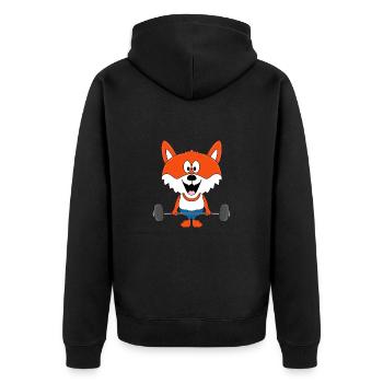 FUCHS - FITNESS - BODYBUILDER - FITNESSSTUDIO - Unisex Premium Bio Zip Hoodie - Schwarz - Hinten - Nico (187cm)