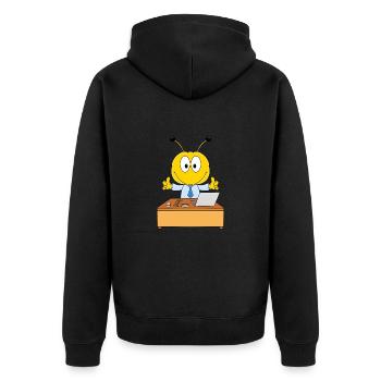 FLEIßIGES BIENCHEN - BIENE - ARBEIT - BERUF - JOB - Unisex Premium Bio Zip Hoodie - Schwarz - Hinten - Nico (187cm)