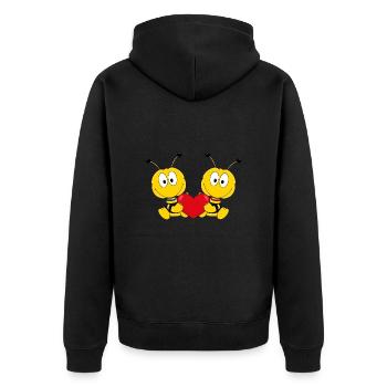 BIENEN - BINE - HERZ - LIEBE - VERLIEBT - TIERISCH - Unisex Premium Bio Zip Hoodie - Schwarz - Hinten - Nico (187cm)