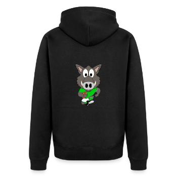 WILDSCHWEIN - AMERICAN FOOTBALL - SPORT - TIER - Unisex Premium Bio Zip Hoodie - Schwarz - Hinten - Nico (187cm)