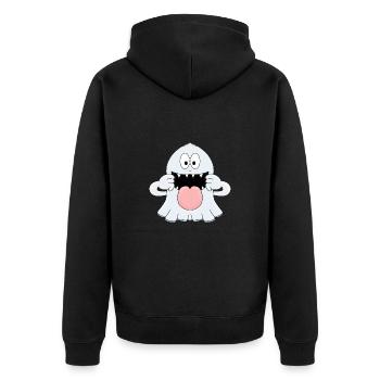 GESPENST - GEIST - KINDER - BABY - HALLOWEEN - Unisex Premium Bio Zip Hoodie - Schwarz - Hinten - Nico (187cm)