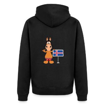 PFERD - ISLANDPFERD - ISLAND - SHAKA - ISLÄNDER - Unisex Premium Bio Zip Hoodie - Schwarz - Hinten - Nico (187cm)