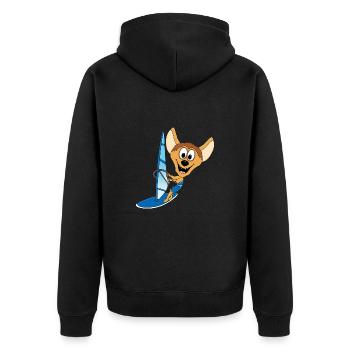 WINDSURFER - SURFER - HYÄNE - WASSERSPORT - Unisex Premium Bio Zip Hoodie - Schwarz - Hinten - Nico (187cm)