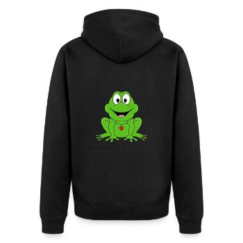 FROSCH - TIER - KINDER - BABY - LIEBE - Unisex Premium Bio Zip Hoodie - Schwarz - Hinten - Nico (187cm)