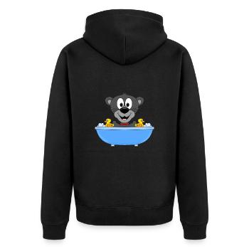 PANTHER - BADEWANNE - TIER - TIERISCH - KINDER - Unisex Premium Bio Zip Hoodie - Schwarz - Hinten - Nico (187cm)