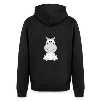 ZEBRA - TIER - KINDER - BABY - ZOO - Unisex Premium Bio Zip Hoodie - Schwarz - Hinten - Nico (187cm)