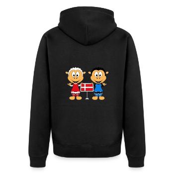 SCHAFE - DÄNEMARK - SHAKA - SURFER - KITER - LIEBE - Unisex Premium Bio Zip Hoodie - Schwarz - Hinten - Nico (187cm)