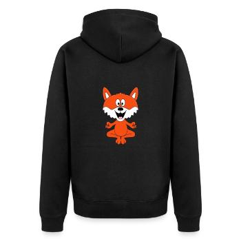 YOGA - PILATES - FUCHS - TIER - KINDER - BABY - Unisex Premium Bio Zip Hoodie - Schwarz - Hinten - Nico (187cm)