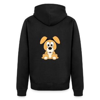 HUND - TIER - KINDER - BABY - Unisex Premium Bio Zip Hoodie - Schwarz - Hinten - Nico (187cm)