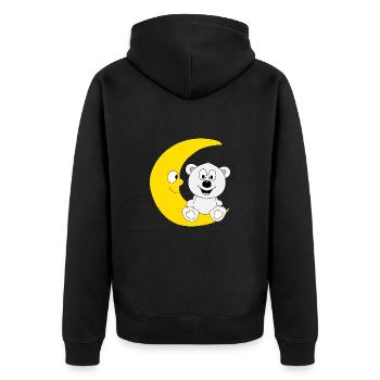 EISBÄR - MOND - TIER - KINDER - BABYS - Unisex Premium Bio Zip Hoodie - Schwarz - Hinten - Nico (187cm)