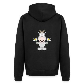 ZIEGE - BLUMEN - TIER - LIEBE - KINDER - BABY - Unisex Premium Bio Zip Hoodie - Schwarz - Hinten - Nico (187cm)