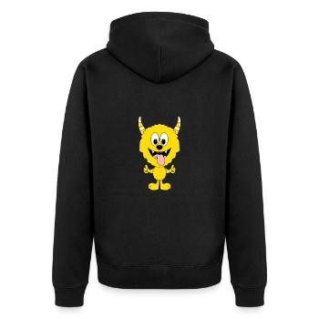 MONSTER - LIKE - LIKEN - MÖGEN - DAUMEN HOCH - Unisex Premium Bio Zip Hoodie - Schwarz - Hinten - Nico (187cm)