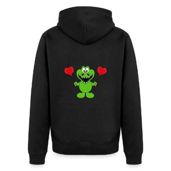 KROKODIL - LUFTBALLONS - LIEBE - LOVE - TIER - Unisex Premium Bio Zip Hoodie - Schwarz - Hinten - Nico (187cm)