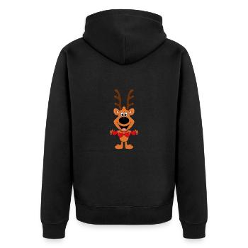 REH - HERZEN - LIEBE - LOVE - TIERLIEB - VERLIEBT - Unisex Premium Bio Zip Hoodie - Schwarz - Hinten - Nico (187cm)