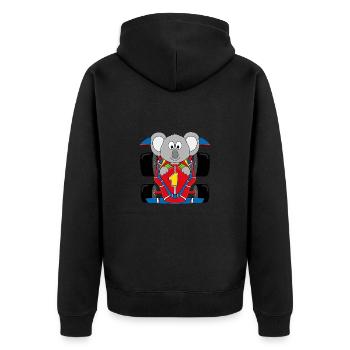 KOALA - RENNAUTO - RENNFAHRER - AUTORENNEN - Unisex Premium Bio Zip Hoodie - Schwarz - Hinten - Nico (187cm)