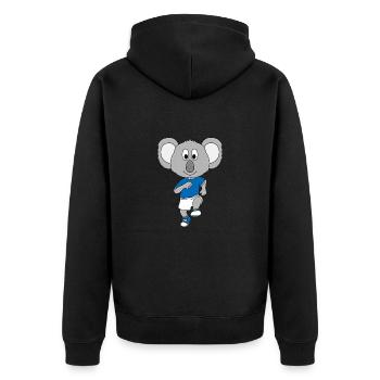 KOALA - LAUFEN - JOGGEN - SPORT - SPORTLER - Unisex Premium Bio Zip Hoodie - Schwarz - Hinten - Nico (187cm)
