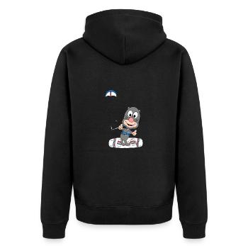 MAULWURF - KITE - KITER - KITEN - KITESURFER - Unisex Premium Bio Zip Hoodie - Schwarz - Hinten - Nico (187cm)