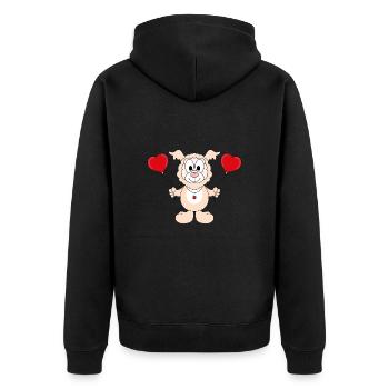 LUFTBALLONS - LIEBE - LAMA - ALPAKA - TIERISCH - Unisex Premium Bio Zip Hoodie - Schwarz - Hinten - Nico (187cm)