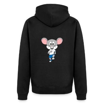 MAUS - SPORT - LAUFEN - JOGGEN - MARATHON - TIER - Unisex Premium Bio Zip Hoodie - Schwarz - Hinten - Nico (187cm)