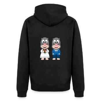 MAULWÜRFE - HOCHZEIT - BRAUT - BRÄUTIGAM - LIEBE - Unisex Premium Bio Zip Hoodie - Schwarz - Hinten - Nico (187cm)