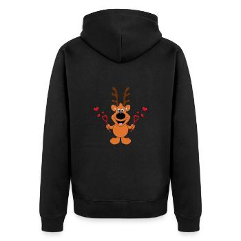 REH - LIEBE - LOVE - SEIFENBLASEN - TIERISCH - Unisex Premium Bio Zip Hoodie - Schwarz - Hinten - Nico (187cm)