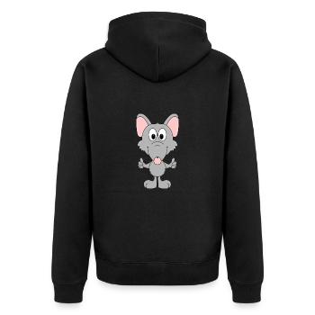 RATTE - LIKE - LIKEN - MÖGEN - DAUMEN HOCH - TIER - Unisex Premium Bio Zip Hoodie - Schwarz - Hinten - Nico (187cm)
