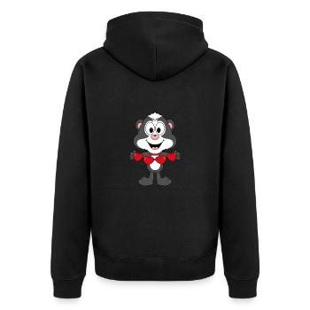 STINKTIER - LIEBE - HERZEN - VERLIEBT - TIERISCH - Unisex Premium Bio Zip Hoodie - Schwarz - Hinten - Nico (187cm)