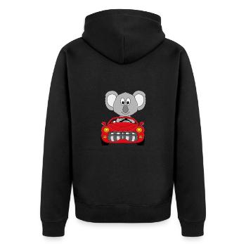 KOALA - AUTO - TIER - TIERISCH - AUTOFAHRER - Unisex Premium Bio Zip Hoodie - Schwarz - Hinten - Nico (187cm)