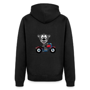 PANTHER - MOTORRAD - BIKER - TIERISCH - TIER - Unisex Premium Bio Zip Hoodie - Schwarz - Hinten - Nico (187cm)