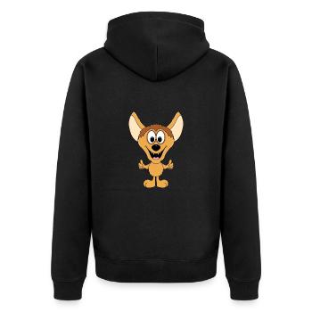 HYÄNE - LIKE - LIKEN - MÖGEN - DAUMEN HOCH - TIER - Unisex Premium Bio Zip Hoodie - Schwarz - Hinten - Nico (187cm)