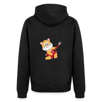 HAMSTER - GITARRE - MUSIK - TIERISCH - Unisex Premium Bio Zip Hoodie - Schwarz - Hinten - Nico (187cm)