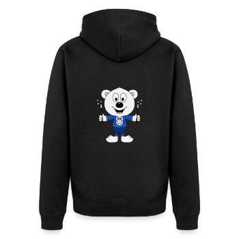 EISBÄR - ZAUBERER - MAGIER - ZAUBERN - TIERISCH - Unisex Premium Bio Zip Hoodie - Schwarz - Hinten - Nico (187cm)